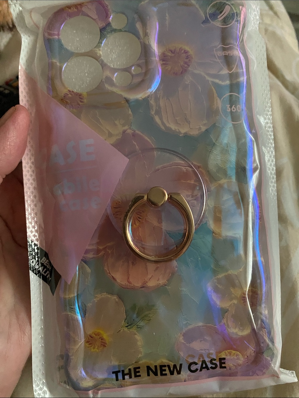 I phone 13 Pro Max NEW  case  with gold  Ring - Floral Pink Accent open box